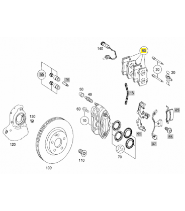 لنت ترمز جلو مرسدس بنز S500 سال های 2006 تا 2013 (اورجینال) - A0044208020 مرسدس-بنز - 2