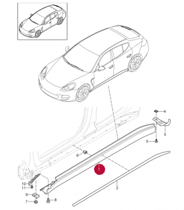 رکاب سمت چپ پورشه پانامرا سالهای 2010 تا 2014 (اورجینال) - 97055920103 پورشه-porsche - 2