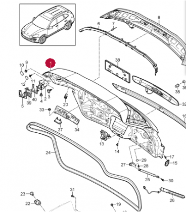 درب صندوق عقب پورشه کاین سال های 2011 تا 2015 (اورجینال) - 95851201100 پورشه-porsche - 2