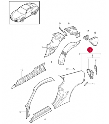 گلگیر عقب سمت چپ پورشه کیمن سال های 2009 تا 2012 (اورجینال) - 98750396105 پورشه-porsche - 2