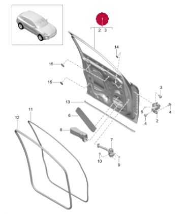 درب جلو سمت چپ پورشه ماکان سال های 2014 تا 2017 (اورجینال) - 95B831021 پورشه-porsche - 2