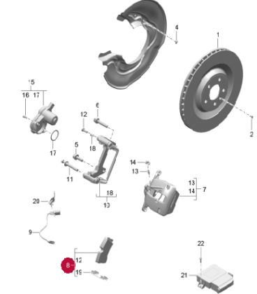 لنت ترمز عقب پورشه ماکان سال های 2014 تا 2017 (اورجینال) - 95B698451 پورشه-porsche - 2