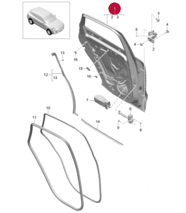 درب عقب سمت چپ پورشه ماکان سال های 2014 تا 2017 (اورجینال) - 95B833021 پورشه-porsche - 2