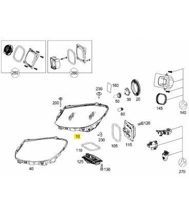 چراغ جلو سمت چپ مرسدس بنز کلاس C سال های 2014 تا 2015 (اورجینال) - A2058200761 مرسدس-بنز - 2