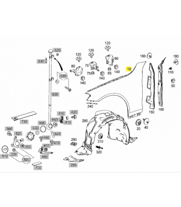 گلگیر جلو سمت چپ مرسدس بنز کلاس S سال های 2013 تا 2015 (اورجینال) - A2228800118 مرسدس-بنز - 2
