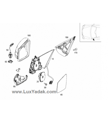 آیینه بغل کامل سمت چپ مرسدس بنز کلاس E سال های 2009 تا 2016 (اورجینال) - A2128100964 مرسدس-بنز - 2