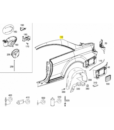 گلگیر عقب سمت راست مرسدس بنز کلاس CL سال های 2008 تا 2014 (اورجینال) - A2166300421 مرسدس-بنز - 2