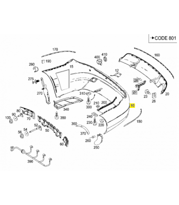 سپر عقب مرسدس بنز کلاس C سال های 2008 تا 2014 (اورجینال) - A2048850625 مرسدس-بنز - 2