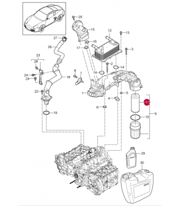 فیلتر روغن پورشه باکستر سال های 2012 تا 2016 (اورجینال) - 9A110722400 پورشه-porsche - 3