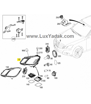 چراغ هالوژن جلو سمت چپ مرسدس بنز کلاس E سال های 2009 تا 2013 (اورجینال) - A2128209561 مرسدس-بنز - 2