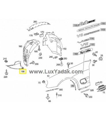 سه گوش شلگیر جلو سمت راست مرسدس بنز SL سال های 2008 تا 2011 (اورجینال) - A2306902030 مرسدس-بنز - 2