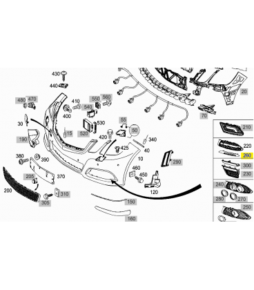 قاب LED سمت چپ سپر مرسدس بنز کلاس E سال های 2010 تا 2013 (اورجینال) - A2128852174 مرسدس-بنز - 2