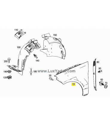 گلگیر جلو سمت چپ مرسدس بنز کلاس ML سال های 2011 تا 2016 (اورجینال) - A1668800400 مرسدس-بنز - 2