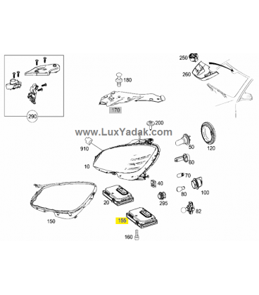 یونیت چراغ زنون جلو مرسدس بنز کلاس C سال های 2012 تا 2015 (تایوان) - A1669002800 Tiwan-تایوان - 2
