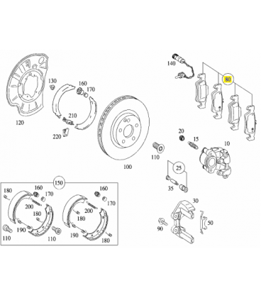 لنت ترمز عقب مرسدس بنز S500 سال های 2006 تا 2013 (اورجینال) - A0064200120 مرسدس-بنز - 2