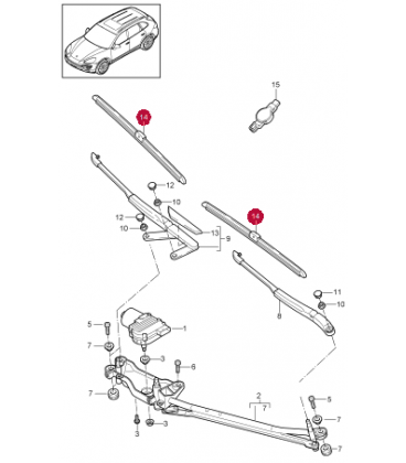 تیغه برف پاک کن شیشه جلو پورشه کاین سال های 2011 تا 2016 (بوش) - 95862893900 Bosch-بوش - 2