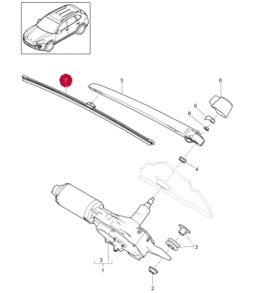 تیغه برف پاک کن شیشه عقب پورشه کاین سال های 2011 تا 2016 (بوش) - 95862805000 Bosch-بوش - 2